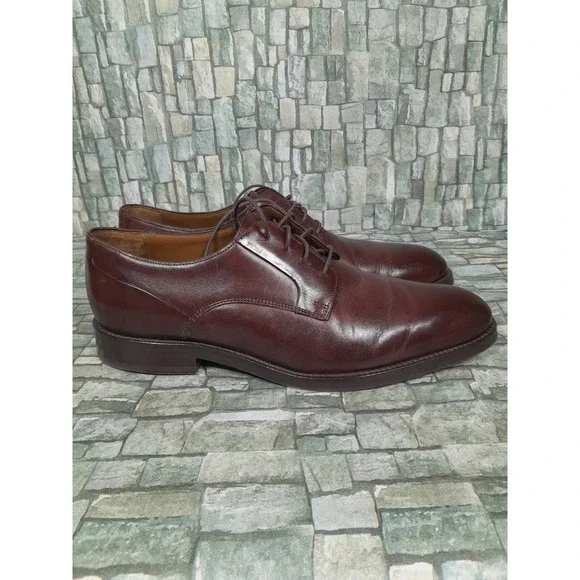 JOHNSTON MURPHY EDGERTON PLAIN TOE MENsz 10 M MAHOGANY LEATHER Oxford Derby - Picture 2 of 12